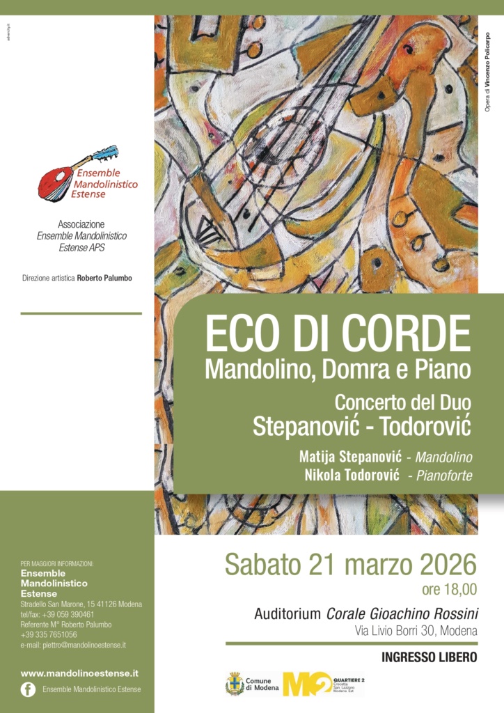 21 marzo 2026 | ECO DI CORDE Mandolino, Domra e Piano | Concerto del Duo Stepanović - Todorović